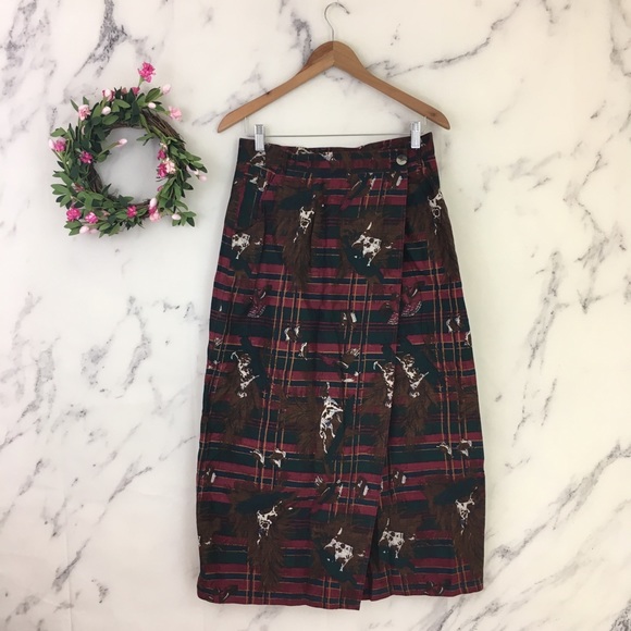 Vintage Dresses & Skirts - 🐕SOLD🦆VTG Dogs Hunting Birds Wrap Skirt